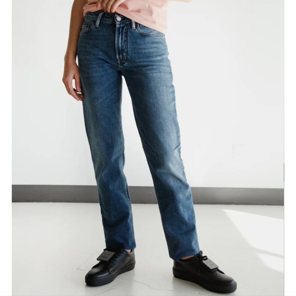 ACNE STUDIOS Mic Matt Straight Leg Distressed Denim Jeans Mid Blue 29 - Picture 11 of 11
